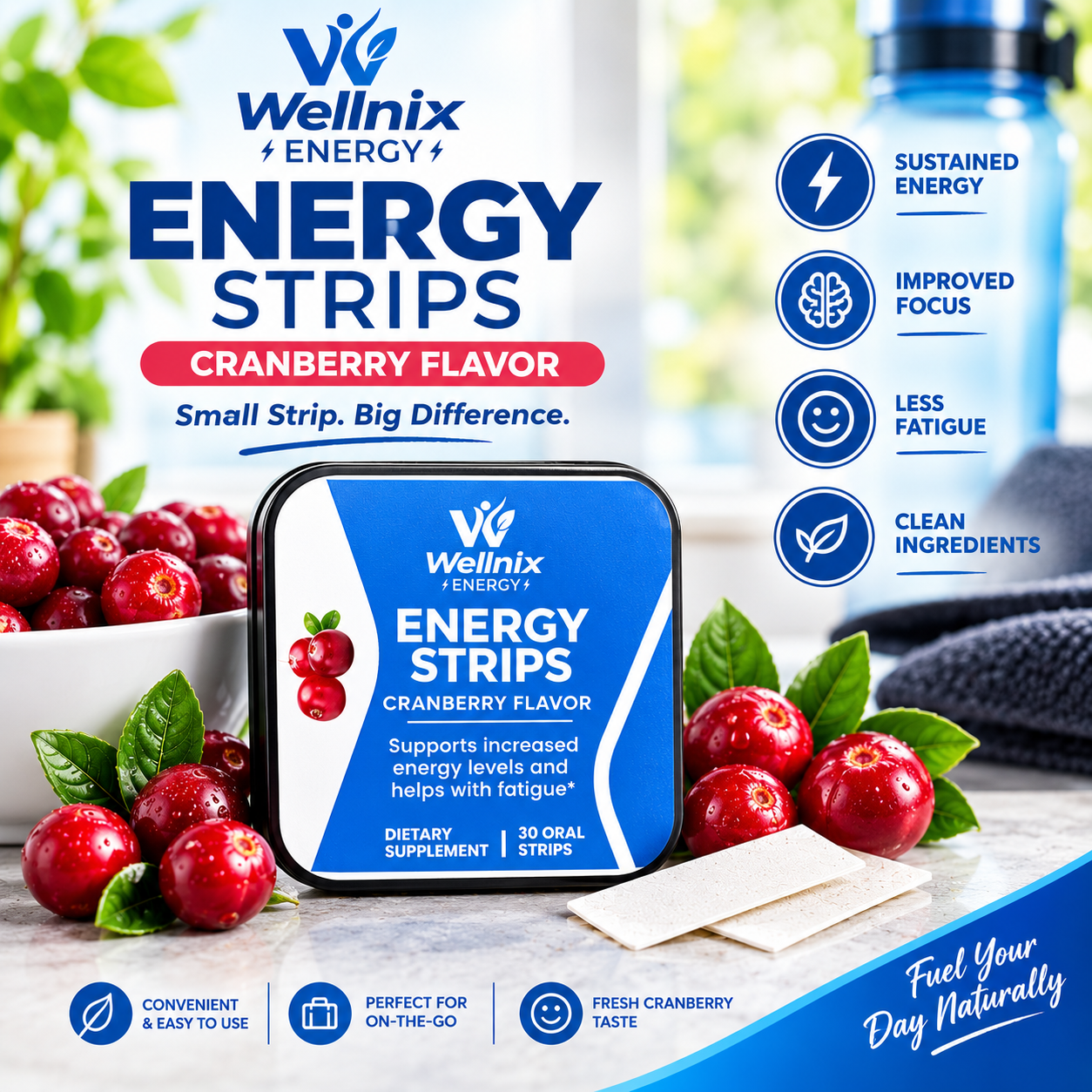 Wellnix Energy Strips - Cranberry Flavor